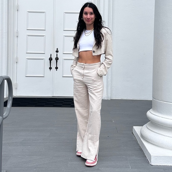 H&M Tops - H&M Linen Cropped Blazer and Pant Set